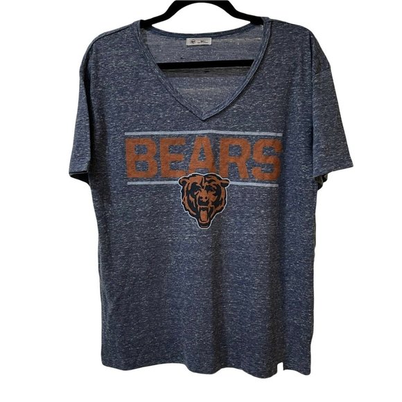 Chicago Bears 47 Brand Women's S Blue Space Dye V-Neck Oversized SS T-Shirt New - Picture 4 of 10